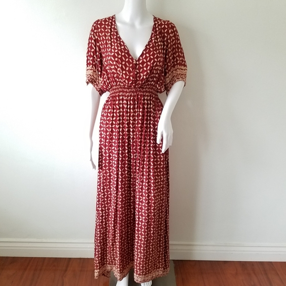 Natalie Martin Collection Silk Laurie Dress in Sand Dollar Rust Size Large - Picture 3 of 16